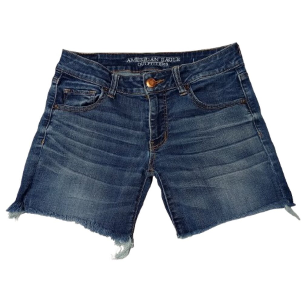 American Eagle Outfitters Denim X Café Midi Cutoff Shorts Women's (Size 8)